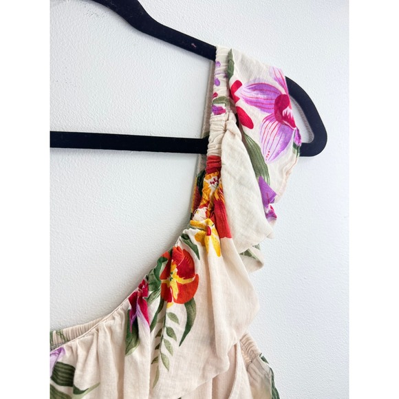 Old Navy Women's Floral Ruffle Smocked Midi Dress Cream Multi Sz 2X Boho Comfy - Picture 11 of 11